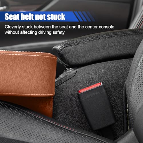 Car Cup Holder, Auto Front Seat Organizer, Multifunctional Cup Drink Holders with PU Leather Cover, Gap Filler Storage Box Coin Bucket Console Side Pocket Cell Mobile Phone Holder (Brown) - color: Brown