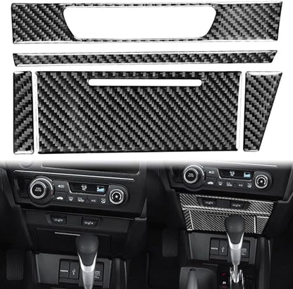 Auto Center Console Seat Heated Buttons Frame Panel Sticker Real Carbon Fiber Interior Trim Compatible with Honda Civic 9 Coupe/Sedan 2013 2014 2015 Accessories Black - A - color: Center Console Seat Heated Buttons Frame Panel - a