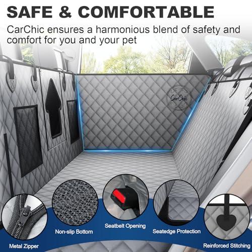 Dog Car Seat Cover for Back Seat - Waterproof Pet Hammock with Embedded Insert Door Protectors, 600D Oxford Scratch-Proof,Belt Opening,Machine Washable for Cars, SUVs,Small - Trucks - size: Medium for Cars / Suvs / Small-size Trucks