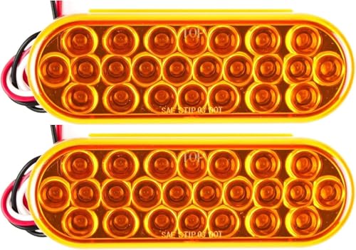 All Star Truck Parts 6" Oval LED Recessed Amber Strobe Light, 24 LED DOT/SAE Approved & Marked, Waterproof, Super Bright High Powered Strobe for Towing (2PC Without Grommet) - size: 2pc Without Grommet