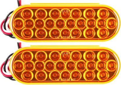 All Star Truck Parts 6" Oval LED Recessed Amber Strobe Light, 24 LED DOT/SAE Approved & Marked, Waterproof, Super Bright High Powered Strobe for Towing (2PC Without Grommet) - size: 2pc Without Grommet