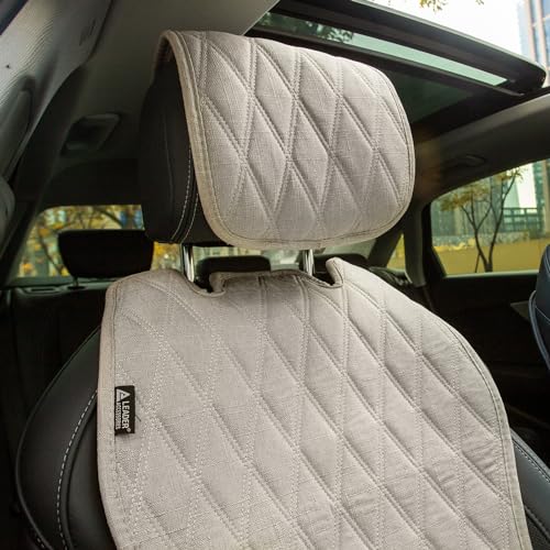 2pcs Sideless Car Seat Covers for All Seasons - Breathable Front Seats Cushions Non-Slip Bottom with Headrest Protectors - Universal Carseat Cover Fits for Most Vehicles Cars Van SUV Truck Beige - color: Front Beige