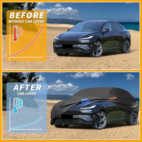 Waterproof All-Weather Universal Car Cover with Right Side Zipper, 190T Polyeste Black Blue Fits for SUV 181" to 190" Length - size: Fit for Suv Length 181" to 190"