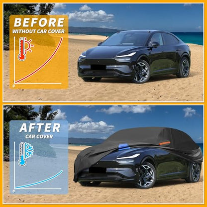 Waterproof All-Weather Universal Car Cover with Right Side Zipper, 190T Polyeste Black Blue Fits for SUV 181" to 190" Length - size: Fit for Suv Length 181" to 190"
