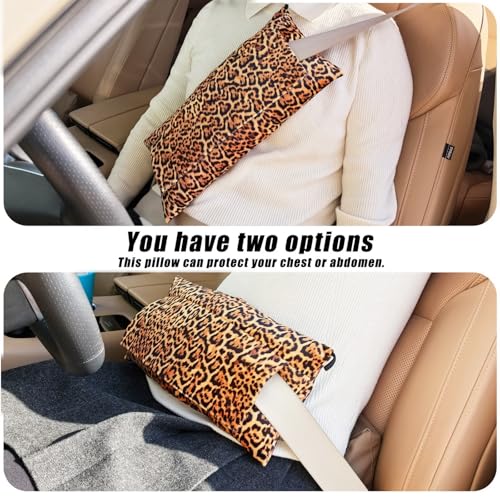 Super Soft Seatbelt Pillow, Seat Belt Pillow for Mastectomy Post-Surgery, Seat Belt Cushion for Heart Surgery Recovery, Hysterectomy Abdominal Incision Recovery Seatbelt (Leopard, Large) - color: Leopard
