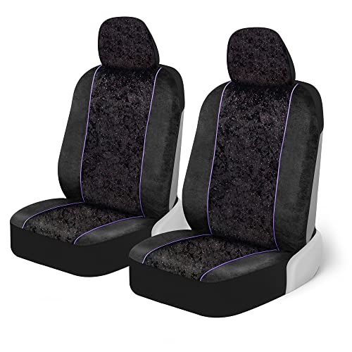 BDK Black Stardust Car Seat Covers for Front Seats, 2 Count.Glitter Pattern Front Seat Cover Set with Matching Headrest, Sideless Design for Easy Installation, Fits Most Car Truck Van and SUV (1 Pack) - color: Stardust