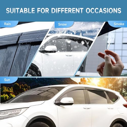 Black Rain Guards Fit for Honda CR-V (CRV 2017 2018 2019 2020 2021 2022 Tape-On Side Shatterproof Window Visor, Window Deflectors, Rain Visors, 6-Piece Set - size: Fit for Honda CR-V 2017-2022 Tape-On