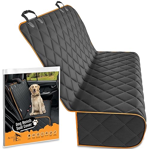 Active Pets Orange Car Rear Seat Cover for Dogs, Durable Waterproof & Scratch Resistant Vehicle Backseat Protector, Nonslip Dog Accessory & Pet Protection for Back Seats, Machine Washable - color: Orange, size: Standard