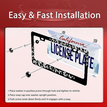 Butterfly License Plate Frame Beautiful Butterflies License Plate Stainless Steel Auto Parts with Screws Size 12.3" x 6.3" for Men Women - color: Butterfly
