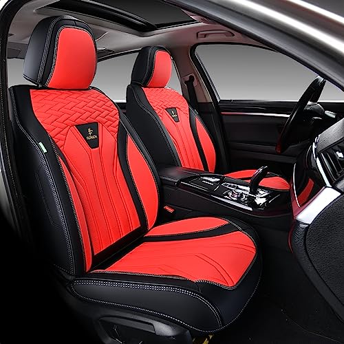 FLORICH Seat Covers for Cars, Waterproof Seat Covers, Leather Car Seat Covers 2 Pack, Universal Seat Cushion Protector for Most Cars Trucks SUV-Black&Red - color: Black&Red, size: FrontPair