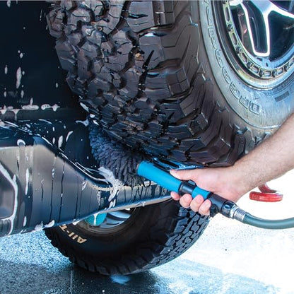 Unger 7” Hydropower Wheel & Detail Brush with Adjustable On/Off Water Control Valve for Car and Auto Cleaning, Non-Scratch Microfiber Sleeve, Machine Washable, Flexible for Rims, Tires, and Wheels