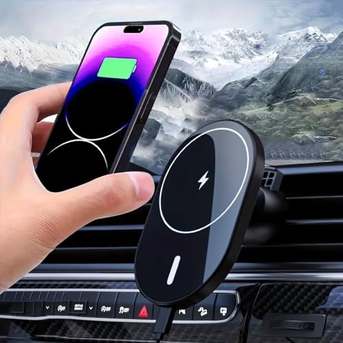 Magnetic Car Wireless Charger 15W Fast Charging, Powerful Magnetic Attraction, Black & White, Ideal for Drivers - color: White, size: Square