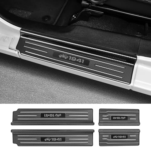 4PCS Door Sill Protector for Jeep Wrangler JL JLU 2018-2025 2026 & Gladiator JT 2020-2025 2026 Accessories Stainless Steel Front and Rear Door Car Pedal Kick Protection (Carbon Fiber) - size: 4PCS 4-Door (Carbon Fiber)