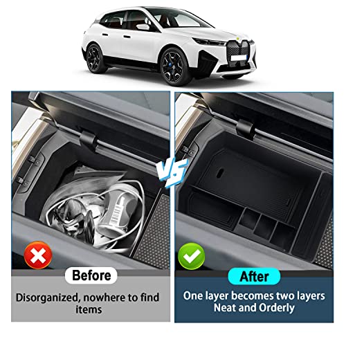 Ruiya 2026 BMW iX Center Console Organizer for BMW iX 2026 Accessories ABS Material Armrest Console Glove Tray Compatible with 2022 2023 2024 2025 2026 BMW iX xDrive50/xDrive40/M60 - color: BMW iX