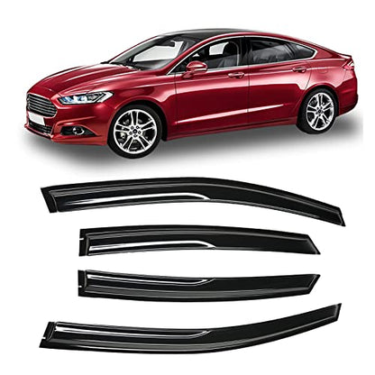 94714 Tape-On Smoke Tinted Side Window Visor Deflectors Vent Rain Guards Compatible with Fusion 2013-2020 S SE SEL Titanium Hybrid - size: 2013-2020 Fusion