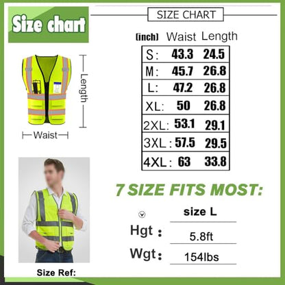 High Visibility Reflective Safety Vest with Pockets Custom Your Logo Safety Workwear - color: A Black Green Webbing, size: 3X-Large
