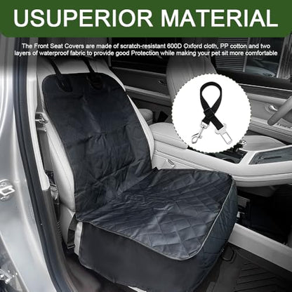 Waterproof Front Seat Car Cover, Car Seat Covers for Dogs, Nonslip Pet Passenger Seats Cover Protector, Car Accessories Scratch-Proof Pet Front Covers Universal Fit Most Auto Trucks SUVs