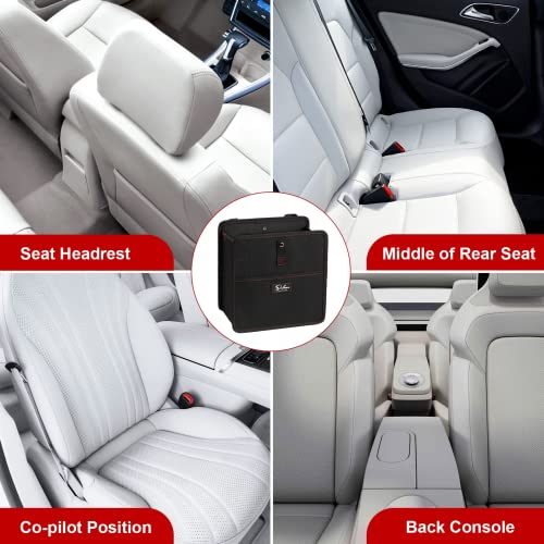 Simple Deluxe 2 Pack Car Trash Can with Storage Pockets, Multipurpose Car Garbage Bin with Adjustable Straps, Foldable and Portable Organizer, Hanging for Headrest, 3 Gallon, Black - size: 3 Gallon, style: 2 Pack
