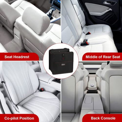 Simple Deluxe 2 Pack Car Trash Can with Storage Pockets, Multipurpose Car Garbage Bin with Adjustable Straps, Foldable and Portable Organizer, Hanging for Headrest, 3 Gallon, Black - size: 3 Gallon, style: 2 Pack