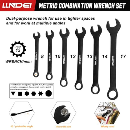 LLNDEI 1/2" Dr. Ratchet Impact Socket Wrench Set,Deep Sockets(8-24mm),Spark Plug Socket(16,21mm),49PCS, CR-V, Metric, With Combination Wrenches (8-17mm) - size: 49-Piece 1/2" Drive Socket Set