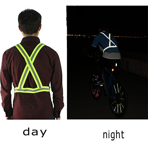 Reflective Vest with Hi Vis Bands, Fully Adjustable & Multi-Purpose: Running, Cycling, Motorcycle Safety, Dog Walking - High Visibility Neon Green 1PCS