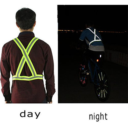 Reflective Vest with Hi Vis Bands, Fully Adjustable & Multi-Purpose: Running, Cycling, Motorcycle Safety, Dog Walking - High Visibility Neon Green 1PCS