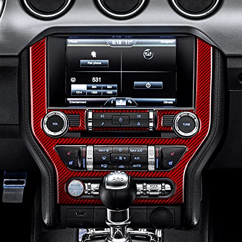 Car Center Control CD Panel Sticker Carbon Fiber Decal Accessories for Ford Mustang 2015 2016 2017 2018 2019 2020 2021 2022 2023 - color: Center Control CD Panel