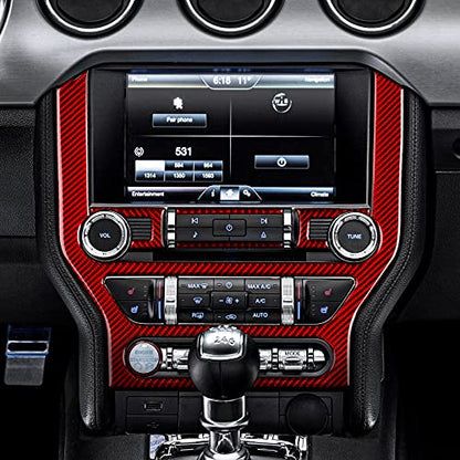 Car Center Control CD Panel Sticker Carbon Fiber Decal Accessories for Ford Mustang 2015 2016 2017 2018 2019 2020 2021 2022 2023 - color: Center Control CD Panel