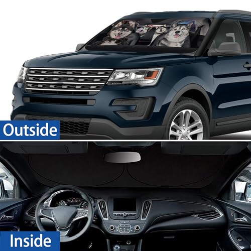 Alaskan Malamute Dog Windshield Sunshade for Car SUV Truck Foldable Uv Ray Reflector Front Window Sun Shade Visor Shield Cover -59" X 31" - color: Alaskan Malamute Dog