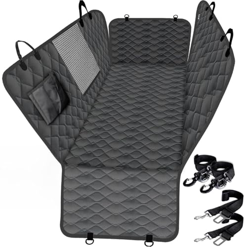 Lassie Truck Car Seat Covers, Waterproof Dog Hammock with 2 Seat Belts and Storage Bags, Protectors for F150 F250 Ram 1500 2500 Silverado Sierra Tundra - color: Black + Black Trim, size: Truck