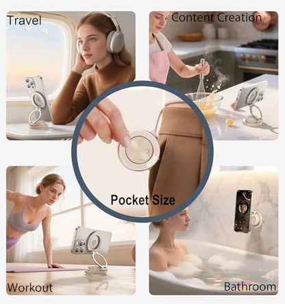 2026 Next-Gen Suction Cup Phone Mount Cute 360° Zinc Alloy 109 LBS Phone Stand Vacuum Magnetic Car Holder for MagSafe Strongest Accessories for iPhone 16 15 14... Android - color: Pink