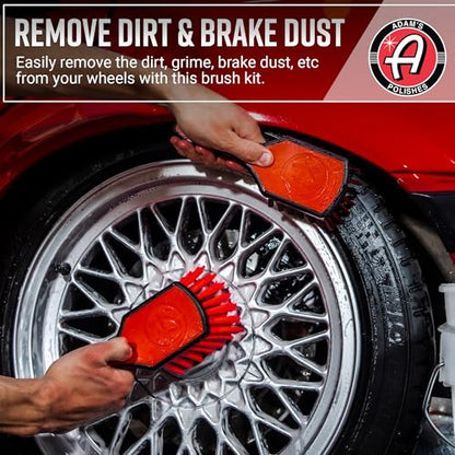 Adam's Wheel & Tire Brush Combo (2-Item) - Includes Wheel Brush & Tire Brush for Cleaning Rubber, Plastic, Chrome, Metal, Aluminum, Rim & Spoke Surfaces - size: 2-Item
