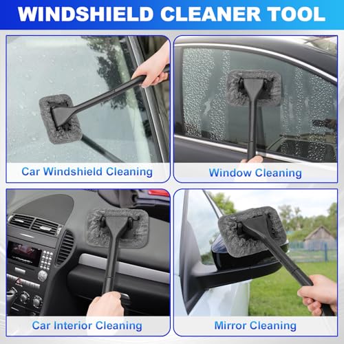 THINKWORK Windshield Cleaner Tool, Car Interior Cleaning Kit, Car Detailing Kit Interior Cleaner with10Pcs Detailing Brush Set, Gray Auto Detailing Supplies & Accessories - size: 20PCS