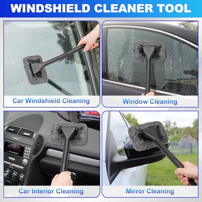THINKWORK Windshield Cleaner Tool, Car Interior Cleaning Kit, Car Detailing Kit Interior Cleaner with10Pcs Detailing Brush Set, Gray Auto Detailing Supplies & Accessories - size: 20PCS