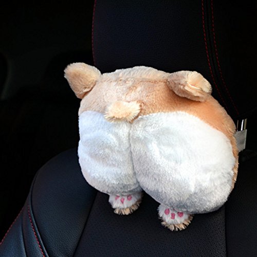 2PCS Super Cute Corgi Butt Car Seat Headrest Neck Pillow