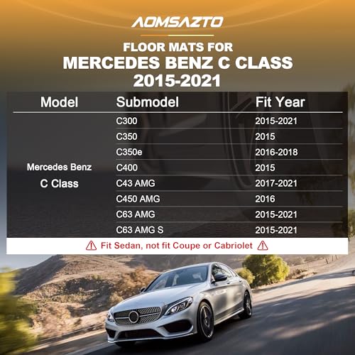 Floor Mats for Mercedes-Benz C300 2015-2021: AOMSAZTO All Weather Floor Mats for Mercedes Benz C Class Sedan Only 1st and 2nd Row - style: 1) for Mercedes Benz C-Class | 2015-2021 | Floot Mats