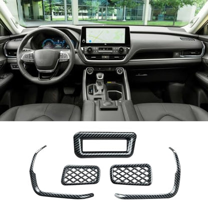 INTGET Center Console Dashboard Side Air Vent Outlet Cover for 2026 Toyota Grand Highlander Accessories 2024 2025 Interior Trim Kits with Headlight Control Switch Cover (ABS Carbon Fiber, 5PCS) - color: 5 PCS Air Vent Outlet Cover Kits