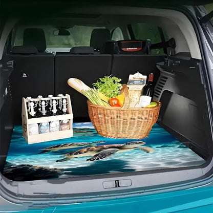 Universal Car Trunk Mat 29" x 39", Cute Sea Turtle All Weather Trunk Protection Cargo Liner, Durable Cargo Mat Rear Trunk Liner, Stylish Vehicle Interior Accessories Suitable for Most Car Models - color: Cute Sea Turtle