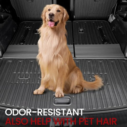 Floor Mats Cargo Mat with Backrest Mats for 2020-2025 Kia Telluride 7/8 Passenger Car Mats Accessories, All Weather TPE Protectors Cargo Liner Seat Back Covers(Floor Mats+2-in-1 Cargo Mat) - size: Floor Mats + 2-in-1 Cargo Mat