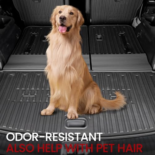Cargo Mat with Backrest Mats for 2020-2025 Kia Telluride 7/8 Passenger Car Mats Accessories, All Weather TPE Interior Protectors Cargo Liner Trunk Mat(Cargo Mat with Backrest Mats) - size: Cargo Mat + Backrest Mats