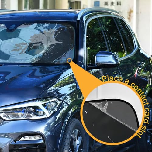 Windshield Sun Shade Soccer Ball Front Window Block UV Shades Visor Reflective Retractable for Car SUV Trucks, c539s1091 - color: F004