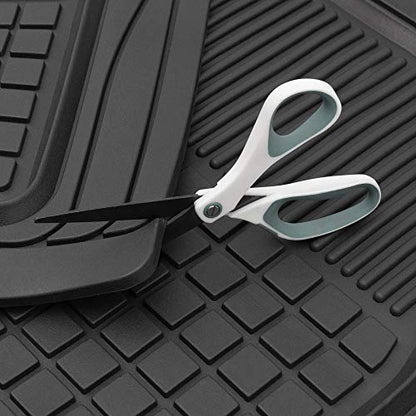Motor Trend 3-Piece FlexGrid Rubber Floor Mats Pre-Trimmed for Honda CR-V Toyota RAV4 Ford Escape, Trim-to-Fit Heavy Duty Weatherproof Waterproof Square Grid Deep Dish Ridges Protection Front Rear