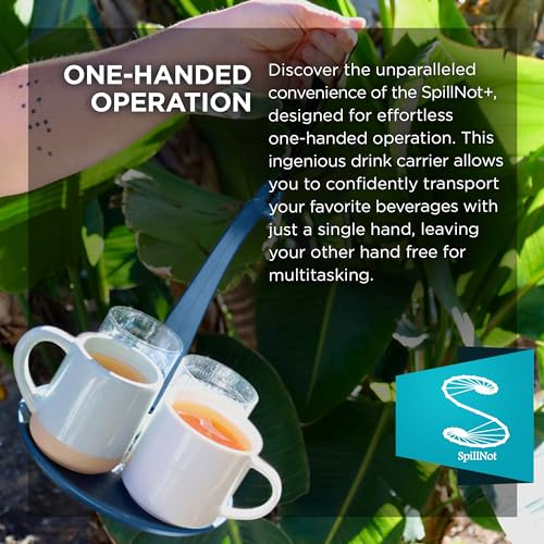 SpillNot+ - The SpillNot Portable Handheld Beverage Carrier, Nonspill Drink Tray, Innovative, Easy to Use - Blue - color: Blue
