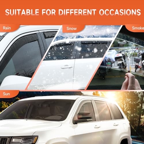in-Channel Rain Guards Black Window Visors Compatible with Jeep Grand Cherokee 2011 2012 2013 2014 2015 2016 2017 2018 2019 2020 Side Shatterproof Sun Visor Window Deflectors 4-Pieces - size: Fit for Jeep Grand Cherokee 2011-2020 In Channel