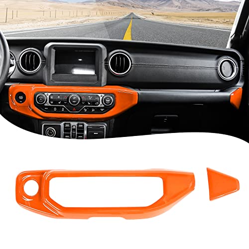 RT-TCZ Center Console Air Conditioner Control Panel Trim Cover Dashboard Decoration Interior Accessories for Jeep Wrangler JL JLU & Gladiator JT 2018-2022,Orange - color: Orange