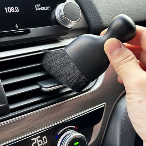 Car Detailing Brush, Soft Bristle Cleaning Brush, Scratch-Free Auto Duster Tool for Dashboard, Air Vents, Leather & Interior Cleaning (Black) - color: Black