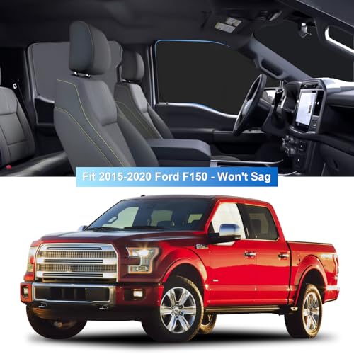 Front Side Window Sun Shade for 2015-2020 Fo-rd F150 Accessories 2Dr 4Dr Pickup, Foldable Window Sunshade Sun Visor Protector for F150, Side Window Shades Sun Shield Blocks UV Rays Heat - size: Silver & Black-fit 2015-2020 Ford F150