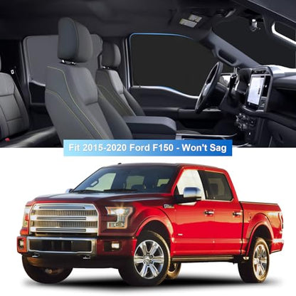 Front Side Window Sun Shade for 2015-2020 Fo-rd F150 Accessories 2Dr 4Dr Pickup, Foldable Window Sunshade Sun Visor Protector for F150, Side Window Shades Sun Shield Blocks UV Rays Heat - size: Silver & Black-fit 2015-2020 Ford F150