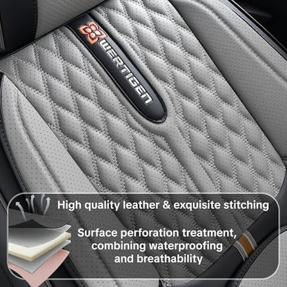 Car Seat Cover Full Set, Universal Car Seat Cover for Cars, Black and Gray, with Lumbar Support, Premium Artificial Leather, Waterproof and Easy to Clean, Airbag Compatible - color: Black & Gray
