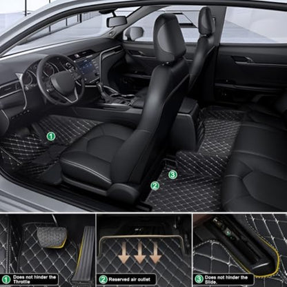 Add Personal Touch to Your Vehicle with IMEISH Customizable Logo Text Car Mats for 99% of vehiclesPads Protection Non-Slip Leather Floor Liners (Black red Stripe) - color: Black red stripe
